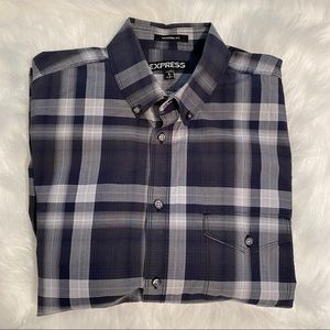 Express Modern Fit Men’s Button-up Plaid Shirt